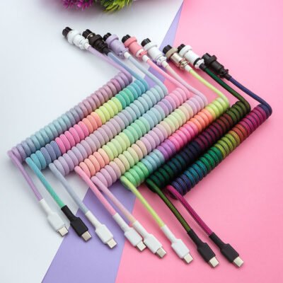 pastel rainbow colors custom cable for mechanical keyboard