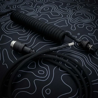 black coiled cable