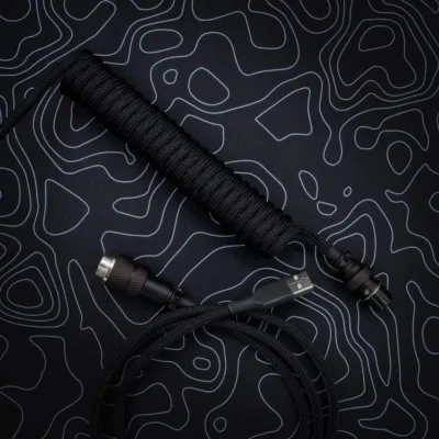 black coiled cable for keyboard