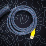 dark blue coiled cable for keyboard