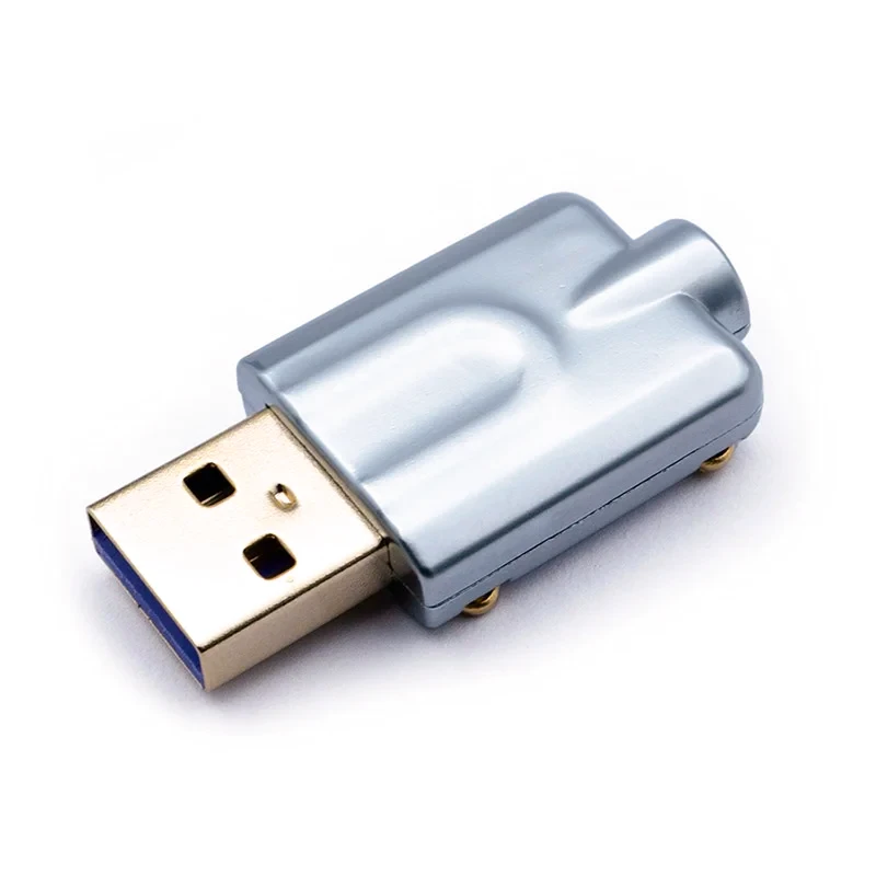 Connector usb a 2.0 cnc v1 metal shell front Close-up of the Connector usb a 2.0 cnc v1, featuring a rectangular metal connector and rounded metallic shell, photographed against a white background.