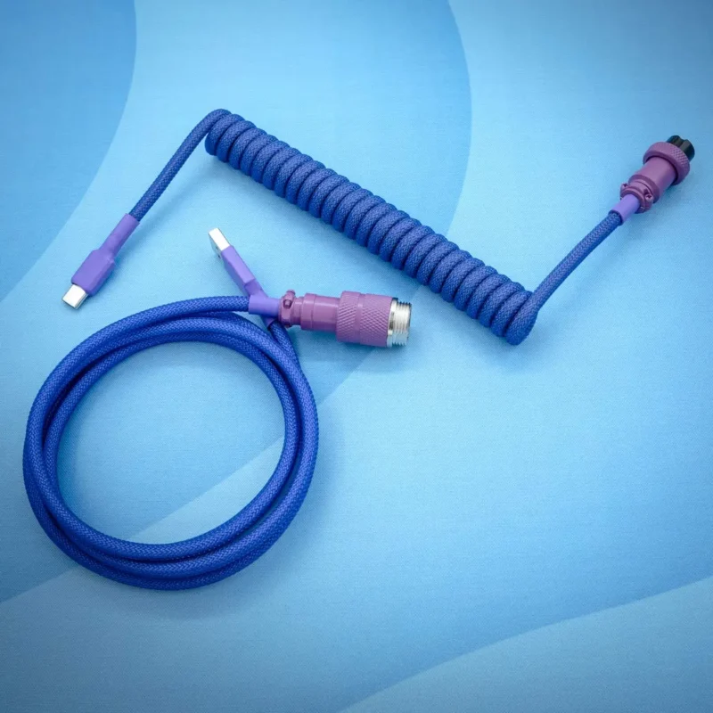 Dark purple coiled cable usb c top view Dark purple