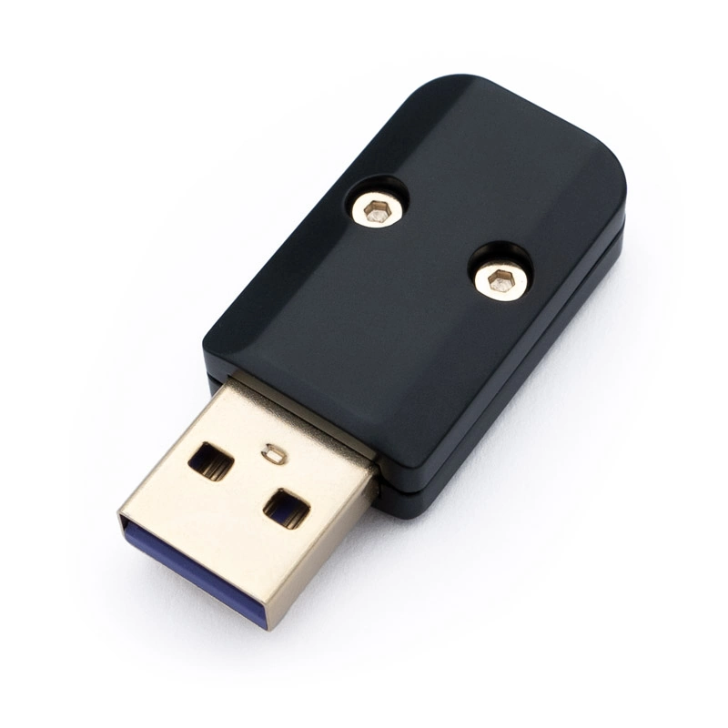 Usb a cnc connector black metal shell v2 A black USB metal shell with two visible screws on its USB A Housing CNC - V2 casing, photographed on a white background.