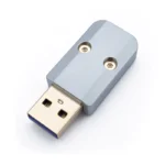 Usb a cnc connector silver metal shell v2 A silver USB metal shell with two visible screws on its USB A Housing CNC - V2 casing, photographed on a white background.