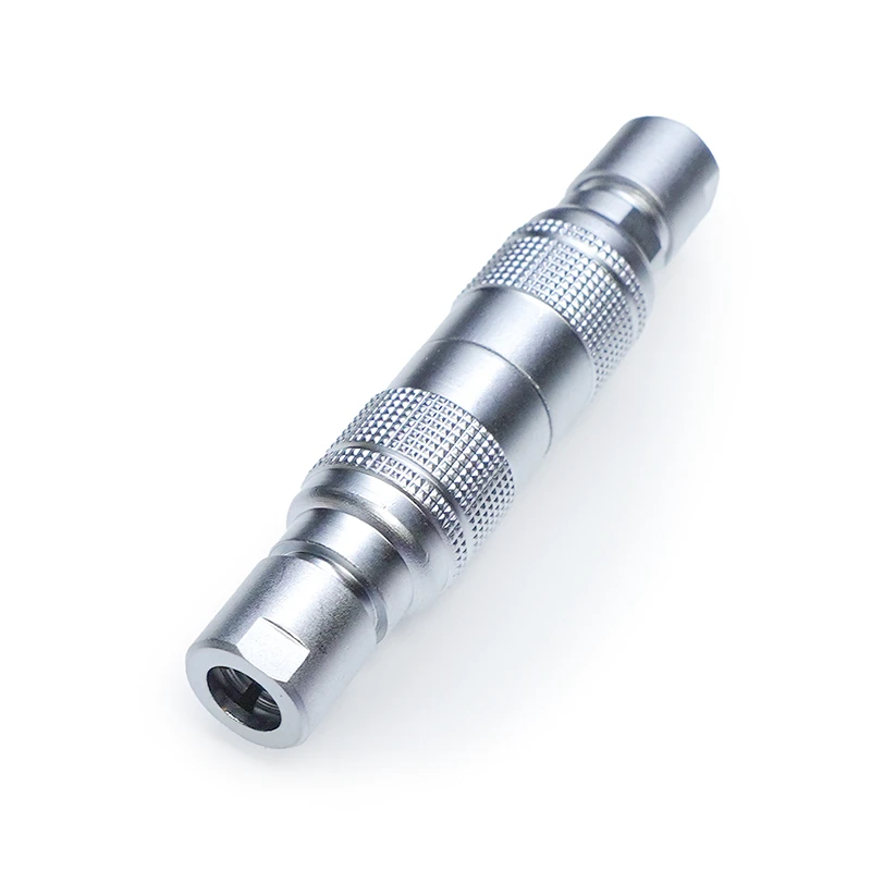 Yc8 connector 4 pins v2 A Yc8 connector 4 pins v2, metallic and cylindrical with textured grips and hexagonal ends, is shown angled on a white background.
